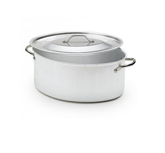 Paderno Oval aluminum saucepan with lid