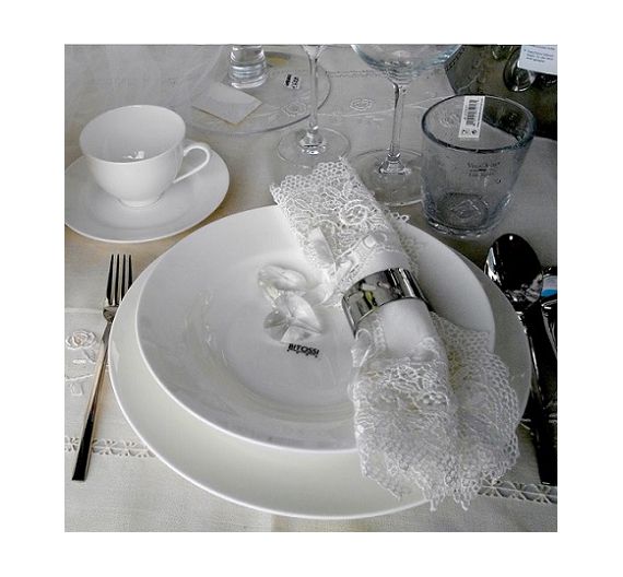 Bitossi set 6 piatti piani Veronica bianco