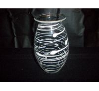 V.G. glass vase with white stripes bonbonniere