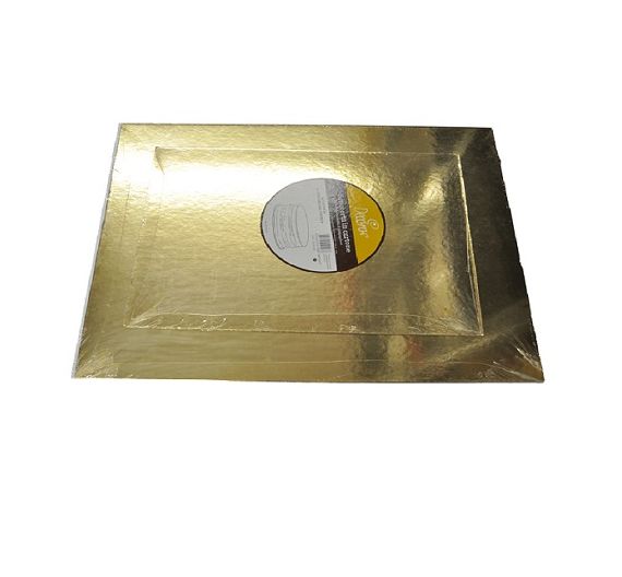 Decora sottotorta in cartone accoppiato oro argento rettangolare