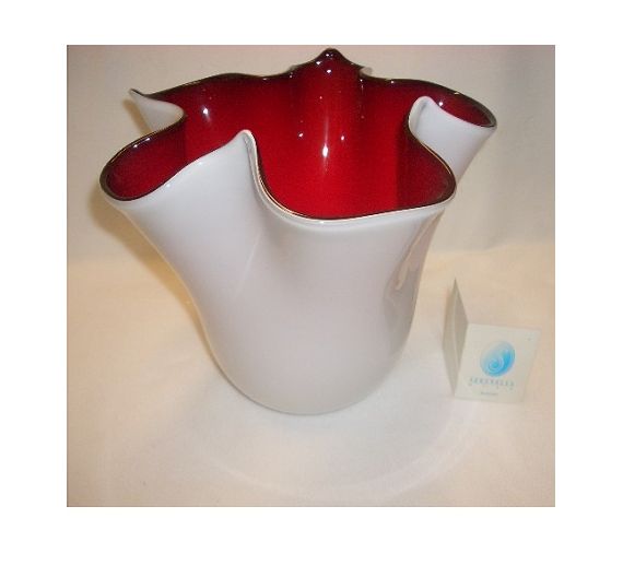 Serenella Arte Fazzoletto opalino rosso vetro Murano