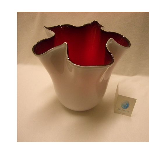 Serenella Arte Fazzoletto opalino rosso vetro Murano