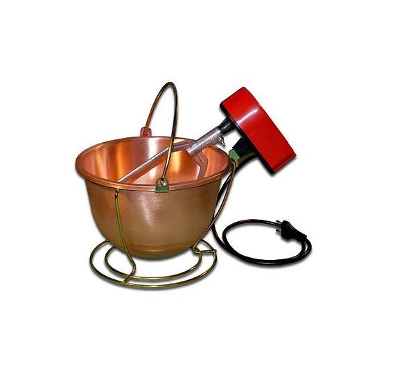 Round copper pot d. 26 with electric motor for polenta