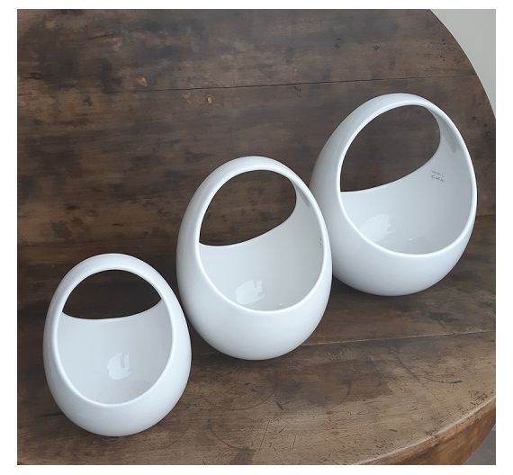 Vase Basket white ceramics Bassano