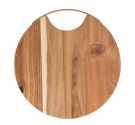 Brandani round acacia cutting board with gold handle