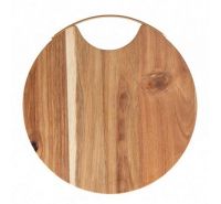 Brandani round acacia cutting board with gold handle