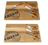 Brandani acacia cutting board with cheese knives