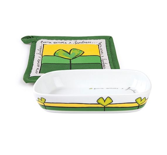 Egan Yellow baking dish with pot holder Paf