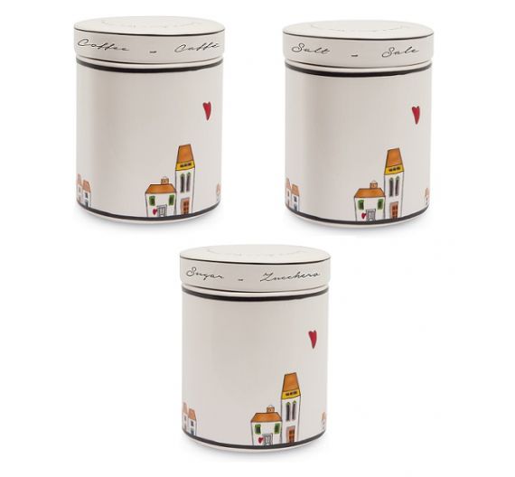 Egan Le Casette set barattoli zucchero, caffè, sale