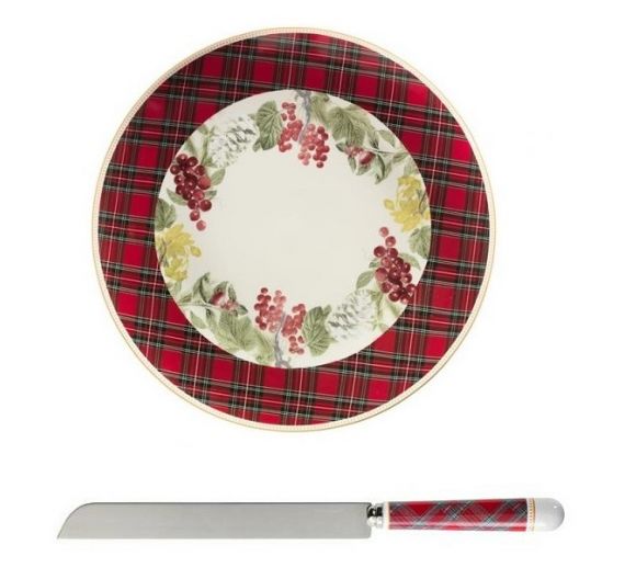 Brandani Sottobosco cake plate and knife set