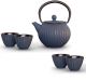Wd lifestyle set teiera e 4 coppette ghisa blu
