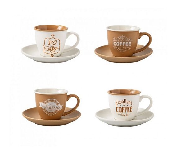 Brandani set 4 assorted coffee cups