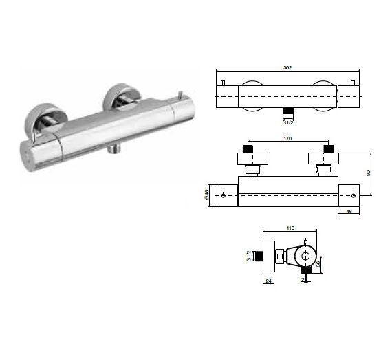 Oioli Rubinetterie thermostatic shower mixer 9002