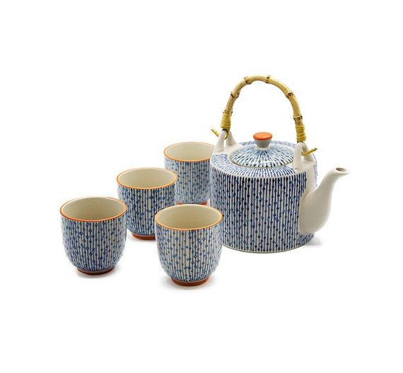 Wd lifestyle set teapot and 4 ceramic bowls