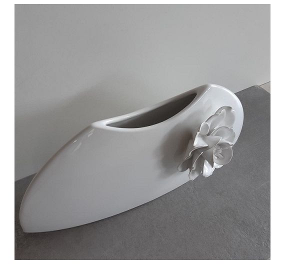 Vaso schiacciato bianco ceramiche Bassano 