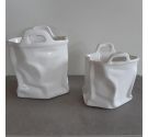 White bag vase Bassano ceramics
