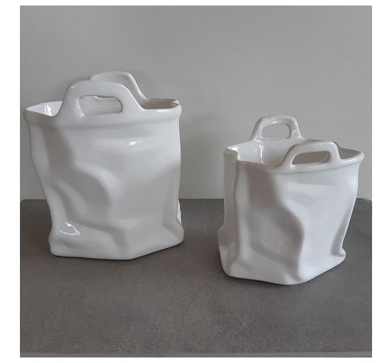 White bag vase Bassano ceramics