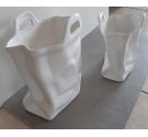 Vaso schiacciato bianco ceramiche Bassano 