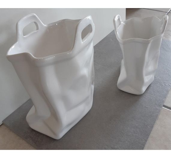 White bag vase Bassano ceramics