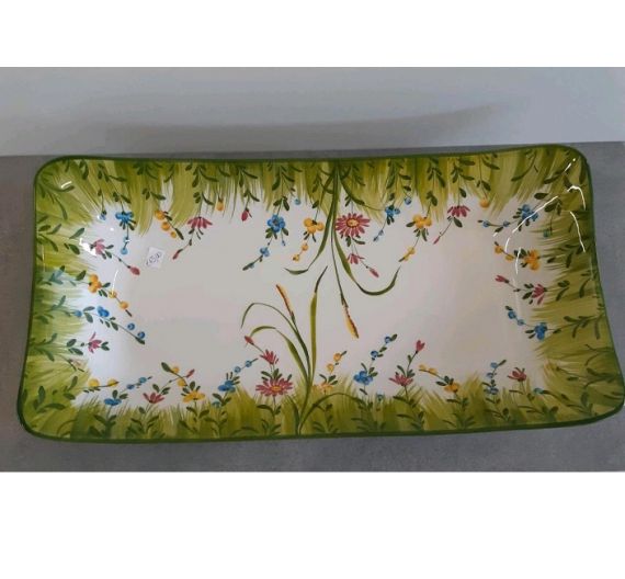 Bassano ceramics rectangle tray with flowers decoration