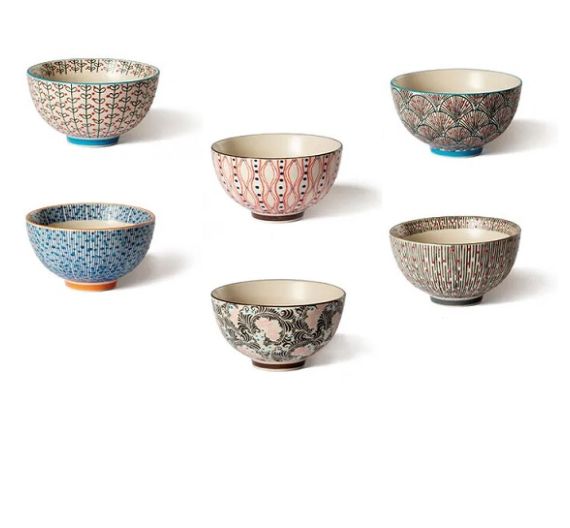 Wd Lifestyle set 6 decorated bowls