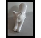 Gatto bianco stiracchiato Ceramiche di Bassano