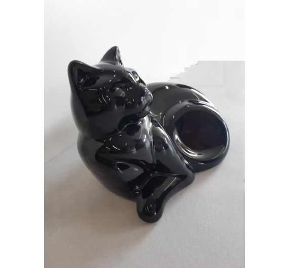 Black cat lying down Bassano ceramics