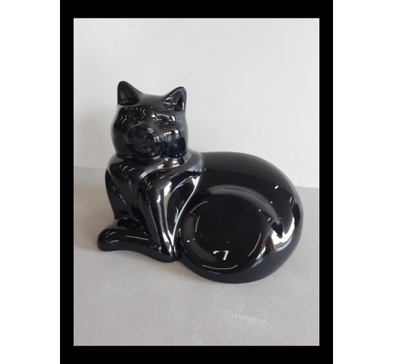Black cat lying down Bassano ceramics