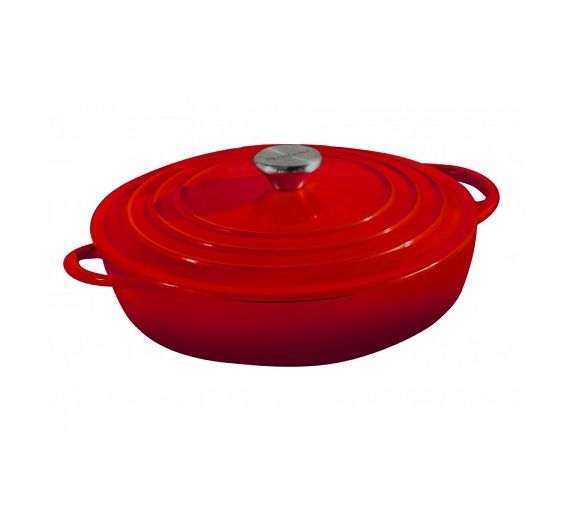 Brandani low red cast iron saucepan