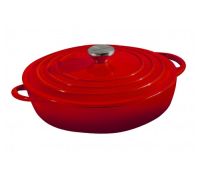 Brandani low red cast iron saucepan