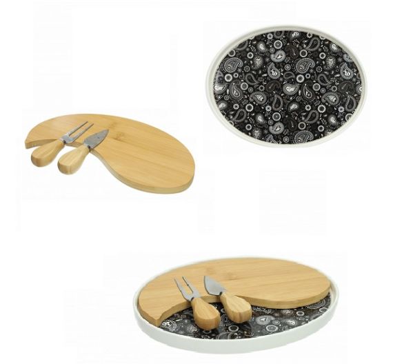 Brandani Shanti ceramic and cutting board with 2 knives