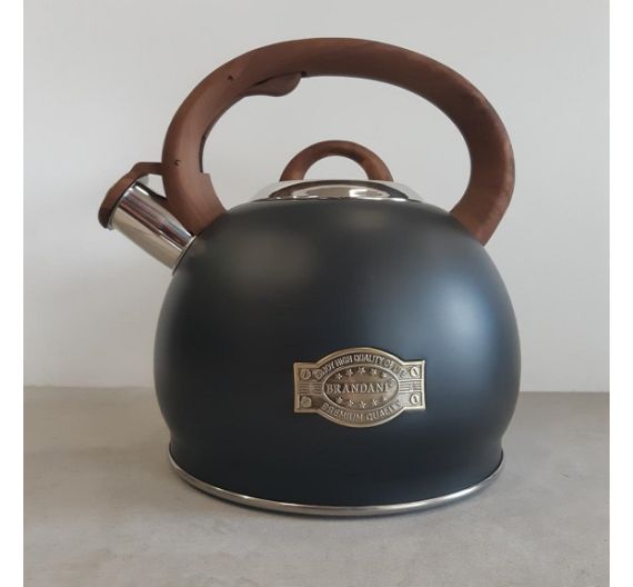 Brandani black kettle with wood effect handle