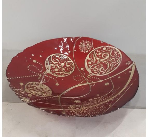 Brandani Regalomagia red gold glass plate 
