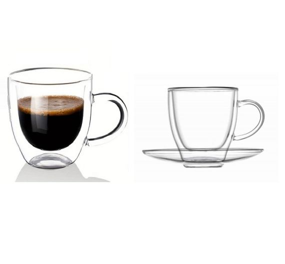 Brandani set 2 double wall glass coffee cups