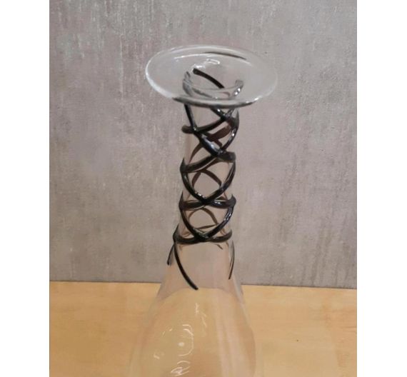V.G. glass vase with black stripes