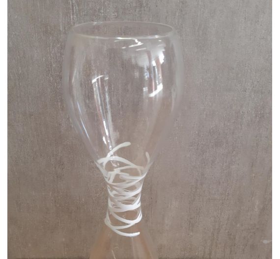 Glass vase with white stripes