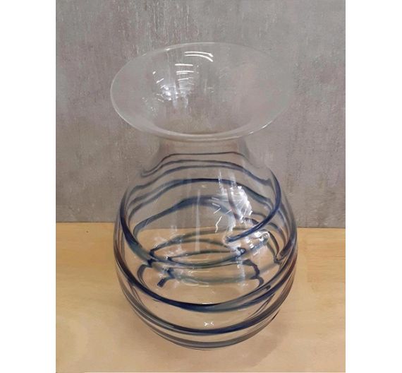 V.G. glass vase with blue stripes