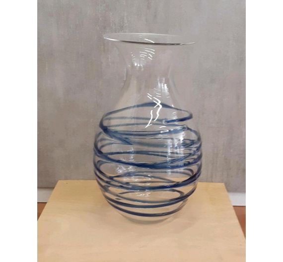 V.G. glass vase with blue stripes