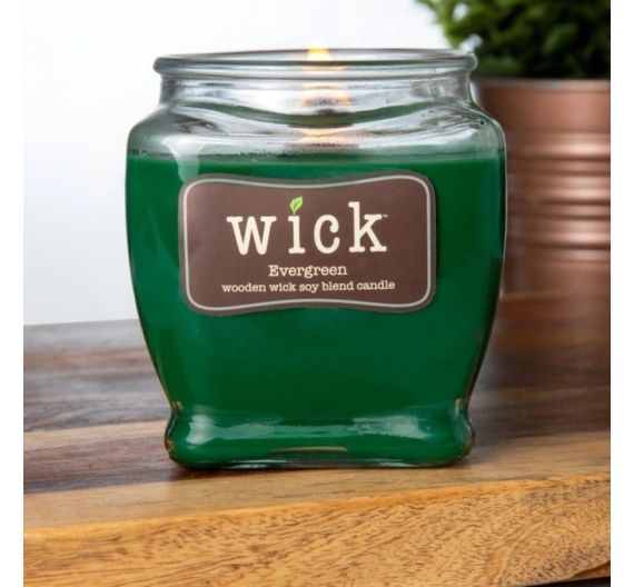 Candela con stoppino in legno Wick Evergreen