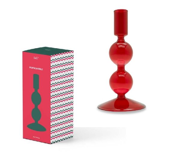 Wd glass candle holder h 16 cm