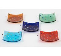 V.G. piattino a fazzoletto vetro righe bianche bomboniera