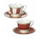 Brandani set 2 tazze tè Golden Eye red