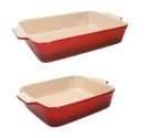 Brandani red STONEWARE baking dish with handles