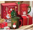 Brandani Gold Christmas mug with ceramic lid