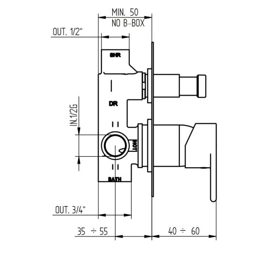 Bellosta Built-in Shower Mixer with 2-Way Diverter, Jeans Series 01-104002