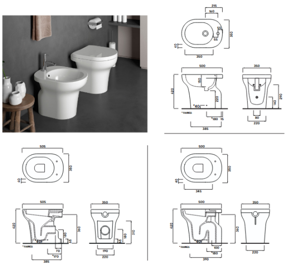 Cielo jo bidet a terra distanziato muro bianco 50x35 JOVA