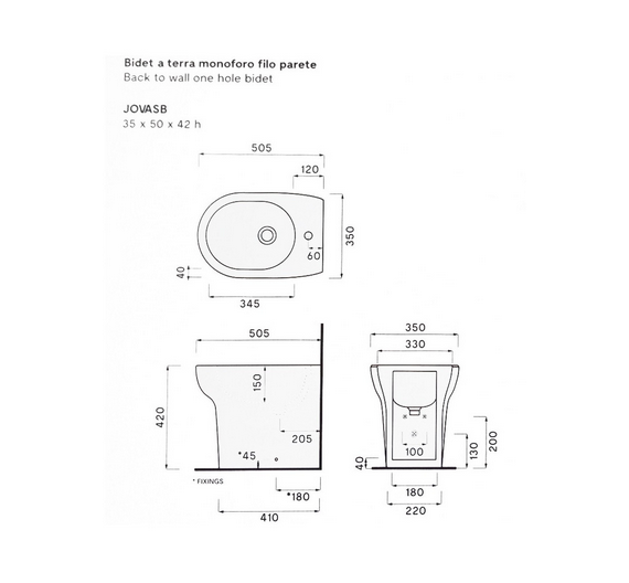 Cielo JO bidet a terra back to wall bianco 50x35 JOBISB